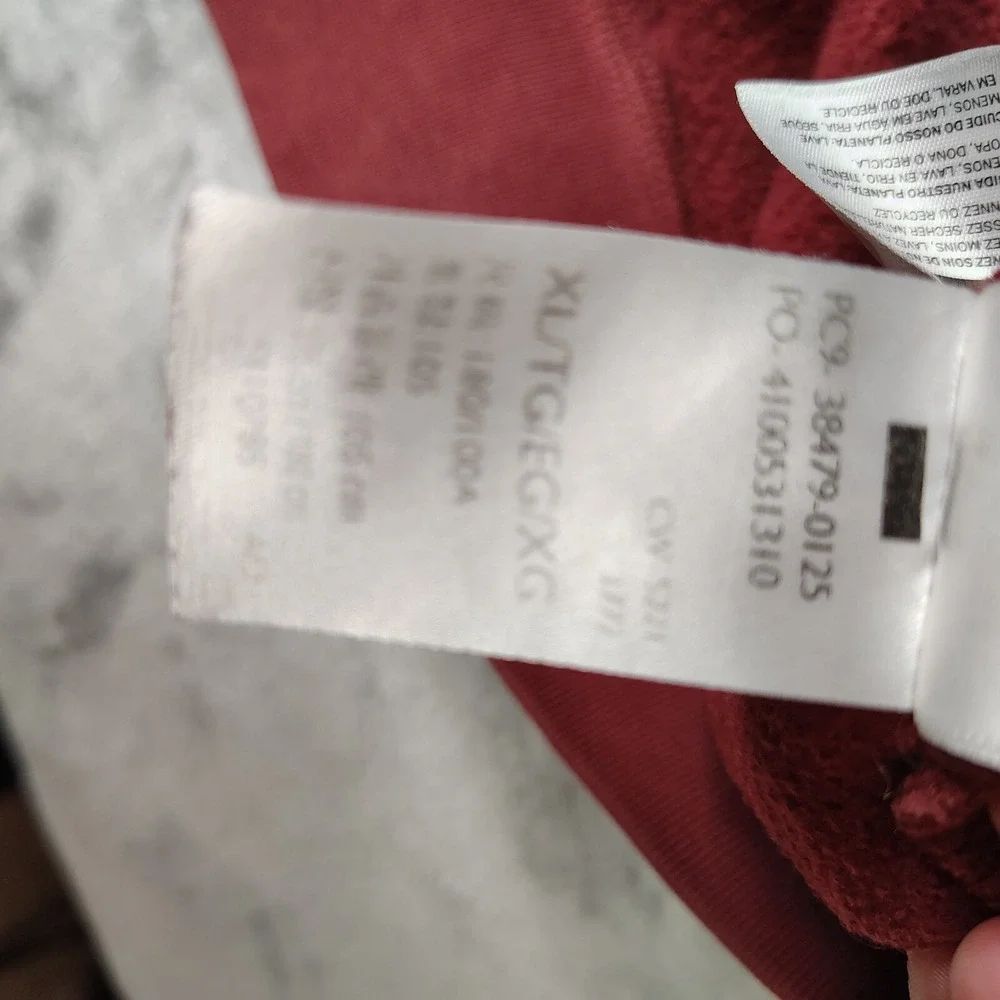 Levi's Relaxed Graphic Hoodie Mens XL Burgundy Red Logo Pullover Fleece Top